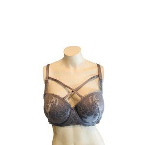 Torrid Curve Gray with Gray Lace Convertible Bra Size 40D NWOT